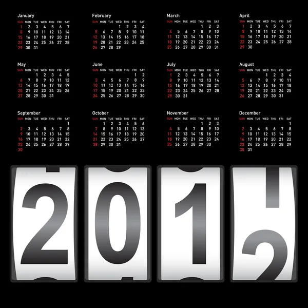 Стильный календарь на 2012 год. По воскресеньям — стоковый вектор