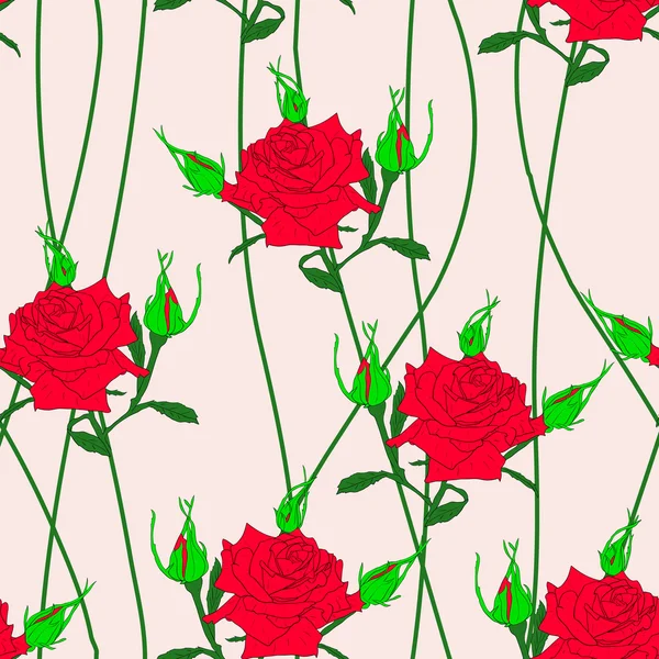 Fondo sin costuras con rosas de flores . — Archivo Imágenes Vectoriales