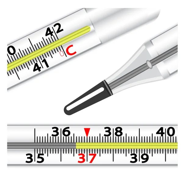 Medical glass mercury thermometer — Stock Vector