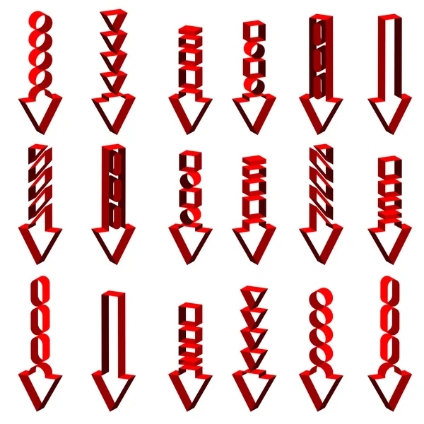 Vector set of red arrows — Stock Vector