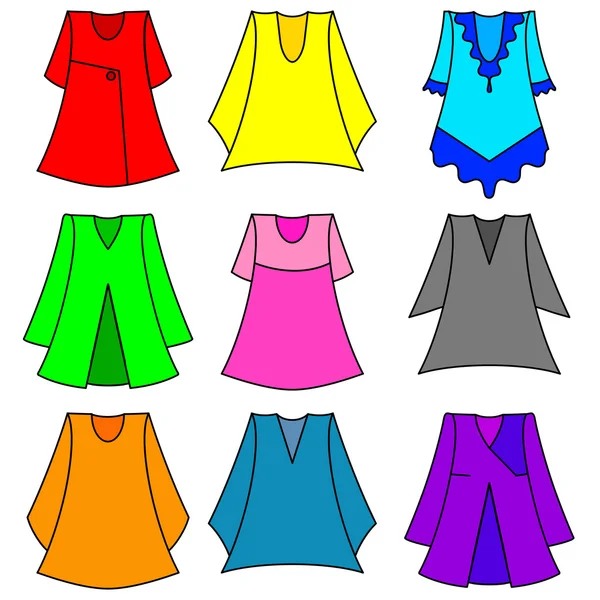 Wektor zestaw modne sukienki dla dziewczyny — Wektor stockowy