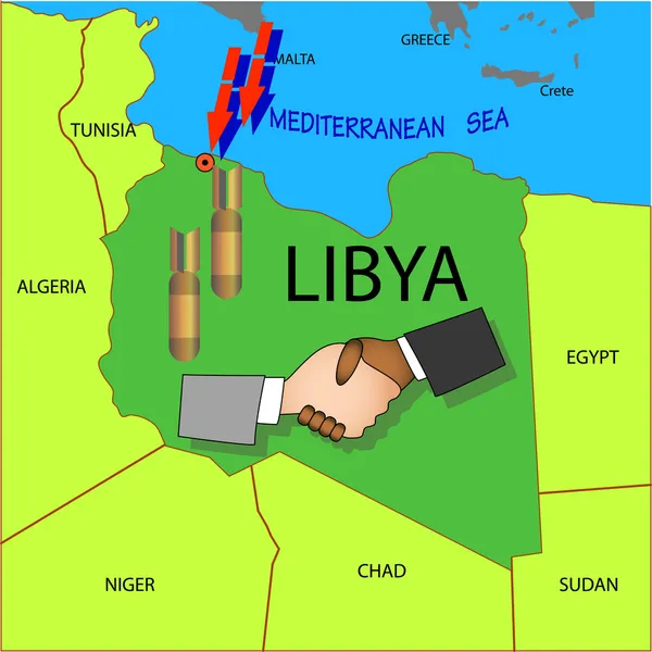 Stoppa militära operationer i Libyen. — Stock vektor