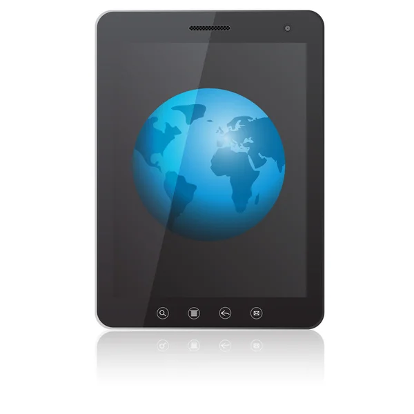 Tablet PC computador com tela globo — Vetor de Stock