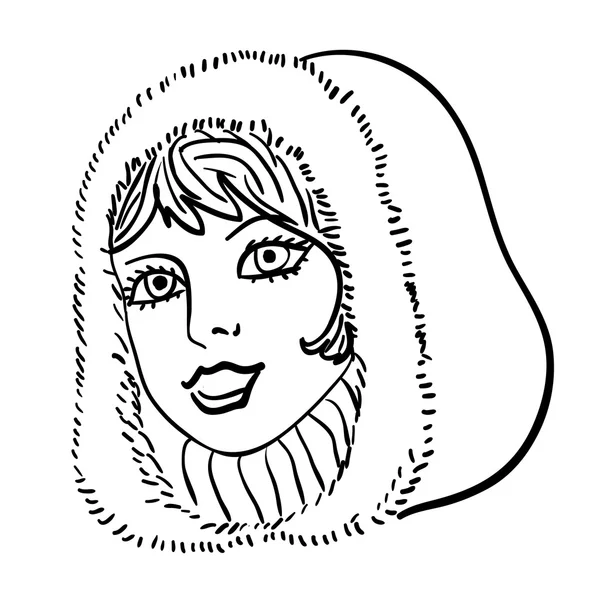 Modelo de moda dibujada a mano. Ilustración vectorial. Cara de mujer — Vector de stock