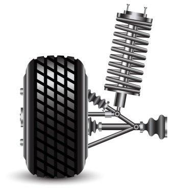 Front car suspension, frontal view. clipart