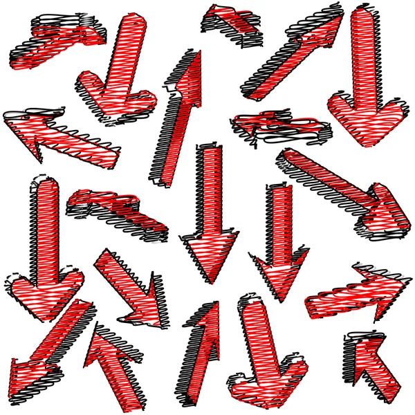Vector set of red arrows — Stock Vector