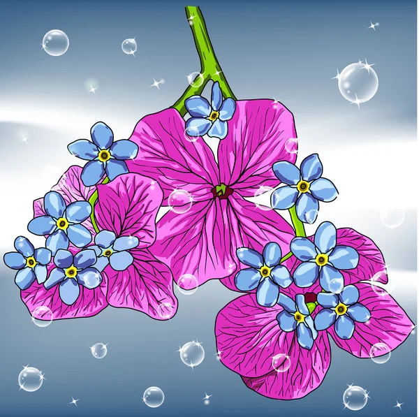 Fundo floral com um sabor desenhado à mão de flor primavera Bl — Vetor de Stock