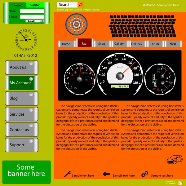 Site web modèle sur les sujets automobiles . — Image vectorielle