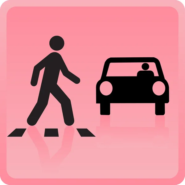 Het pictogram de persoon steekt de weg over en de auto laat het vallen — Stockvector