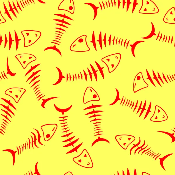 Sömlös bakgrund skelett fisk — Stock vektor