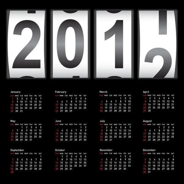 Calendario con estilo para 2012. Los domingos primero. — Vector de stock