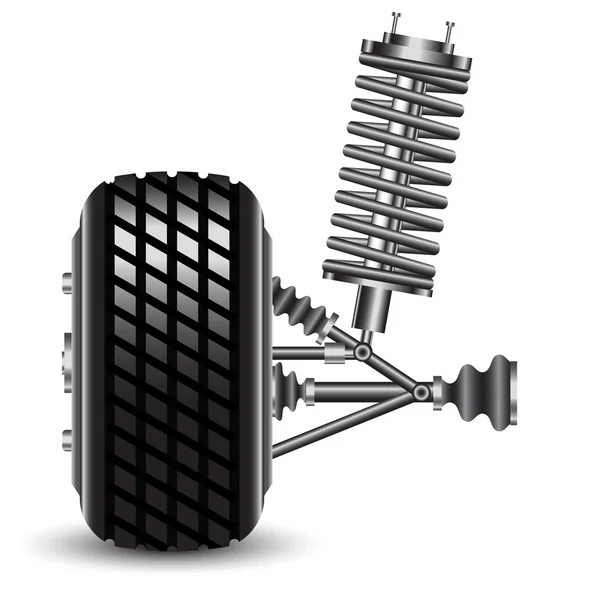 Front car suspension, frontal view. — Stock Vector