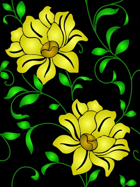 Fondos de pantalla sin costuras una costura con flores y hojas — Vector de stock