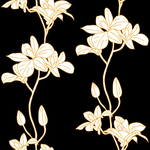 Fond sans couture vectoriel avec orchidées — Image vectorielle