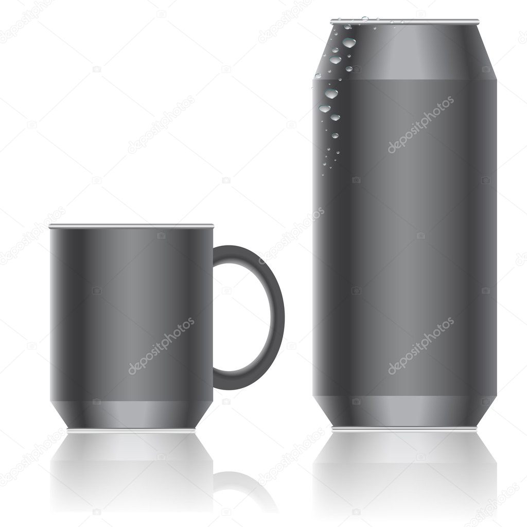 Aluminum packaging for beverages. Vector.
