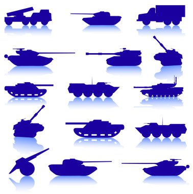 Collection set of tanks of guns clipart