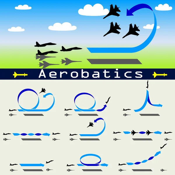 Aerobatika letadlo na modrém pozadí oblohy — Stockový vektor