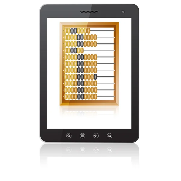 Black tablet PC computer with abacus — Stock Vector