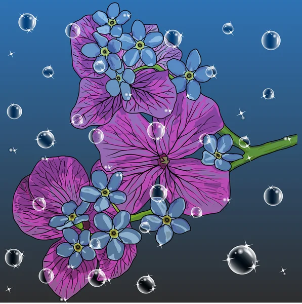 Virágos háttér a kézzel rajzolt íz a virágzás tavasszal a bl — Stock Vector