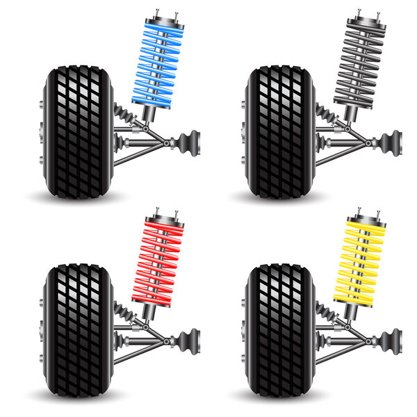 Set car suspension, frontal view.