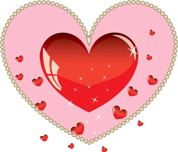 San Valentino ornamento con amore rosso cuore vettoriale illustrazione — Vettoriale Stock