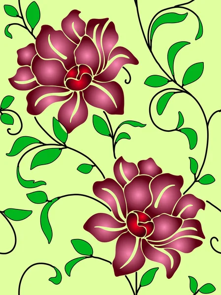 Fondos de pantalla sin costuras una costura con flores y hojas — Archivo Imágenes Vectoriales