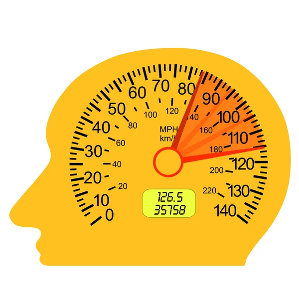Car speedometer in the human brain — Stock Vector
