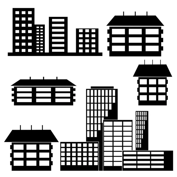 Different kind of houses and buildings - Vector Illustration — Stock Vector