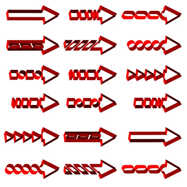 Vector set of red arrows — Stock Vector