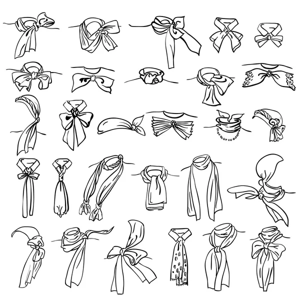 Conjunto de diferentes lenços de pescoço —  Vetores de Stock