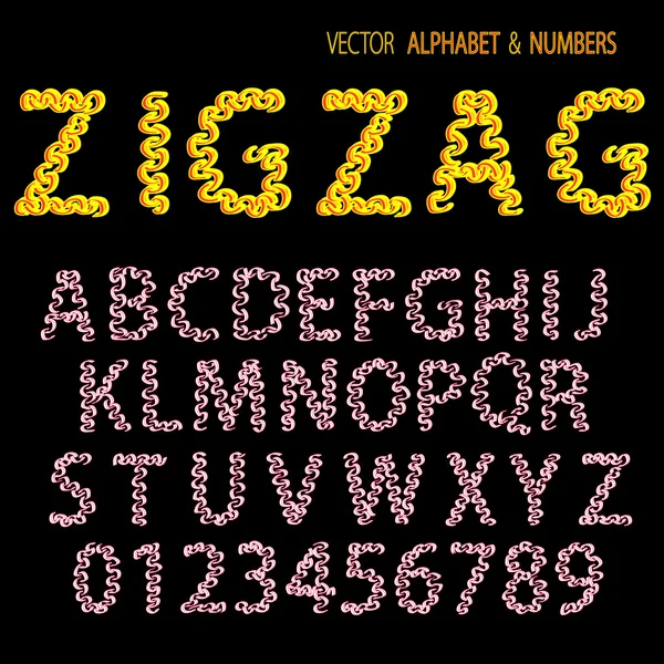 Dibujo a mano alfabeto ornamental zigzag — Vector de stock