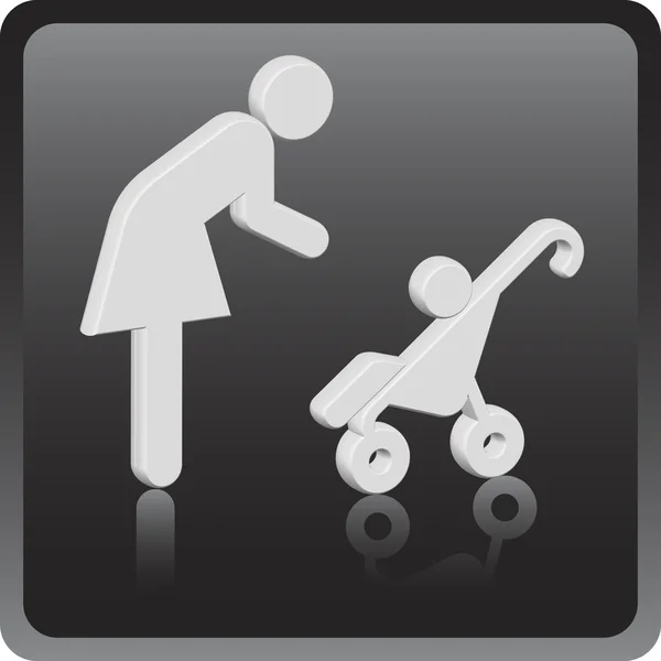 Vektor kvinna 3D-ikon med barn — Stock vektor
