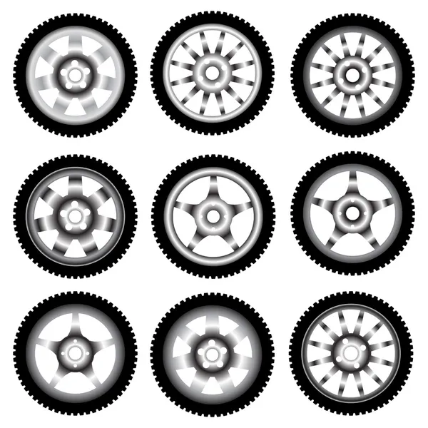 Automotive wheel with alloy wheels — Stock Vector