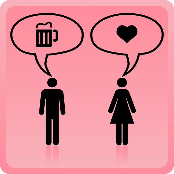 Значок "Вектор мужчины и женщины" на розовом фоне — стоковый вектор