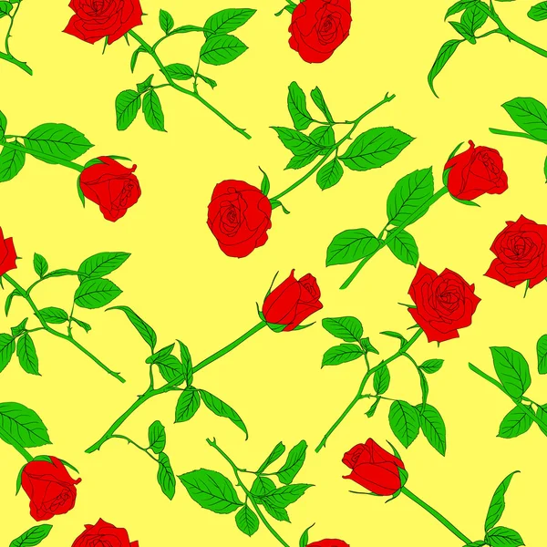 Fundo sem costura com rosas — Vetor de Stock