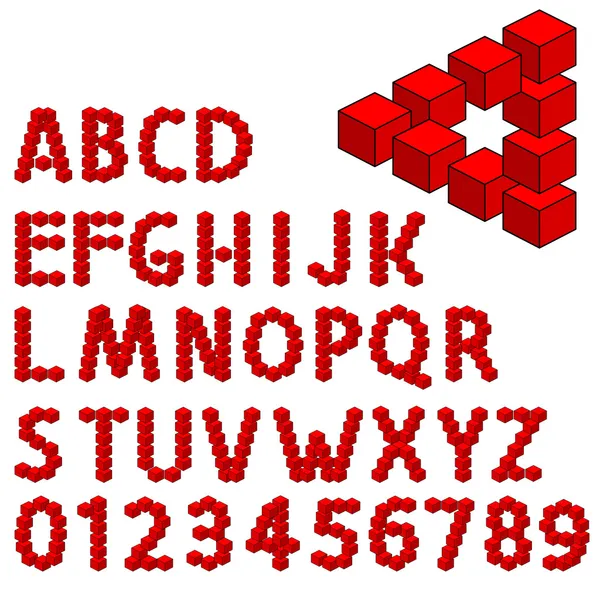 Abstract optical illusion three dimension alphabet set. — Stock Vector