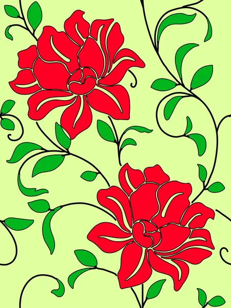 Fondos de pantalla sin costuras una costura con flores y hojas — Vector de stock