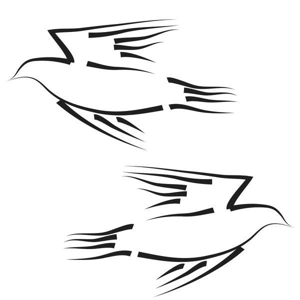 प्यार या शांति की अवधारणा। सफेद वेक्टर कबूतरों का सेट . — स्टॉक वेक्टर