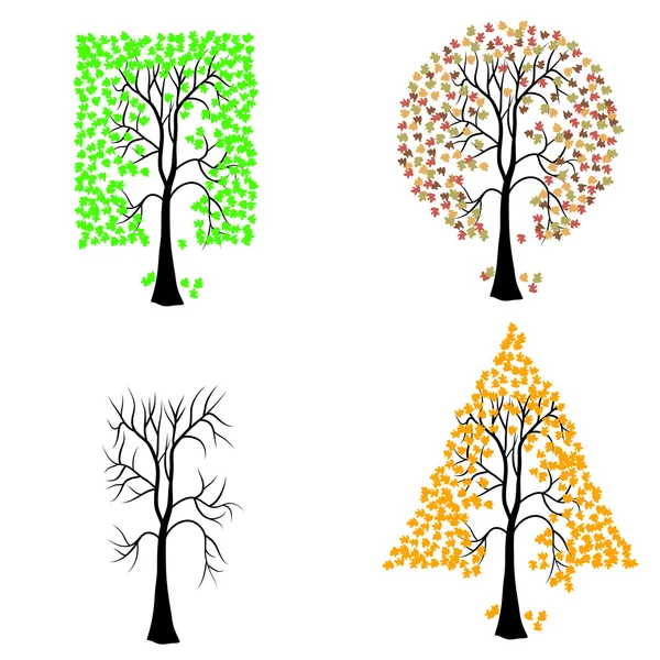 Árboles de diferentes formas geométricas . — Archivo Imágenes Vectoriales