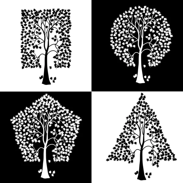 Bomen van verschillende geometrische vormen. — Stockvector