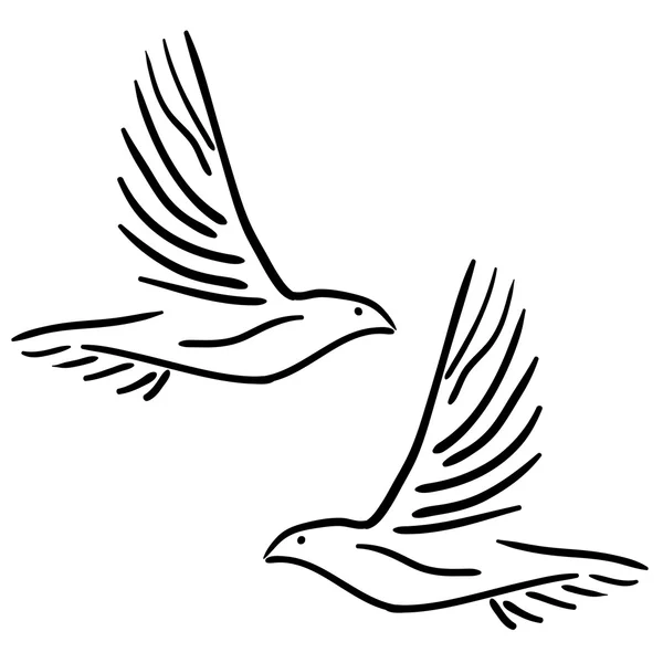 Set van witte vector duiven. — Stockvector