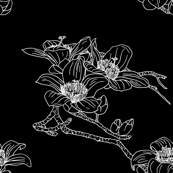 Papier peint sans couture avec des fleurs d'orchidée — Image vectorielle