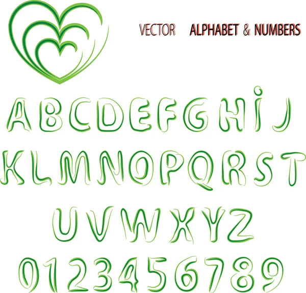 Alfabeto erboristico vettoriale e numeri — Vettoriale Stock