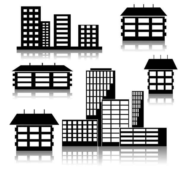 Different kind of houses and buildings - Vector Illustration — Stock Vector