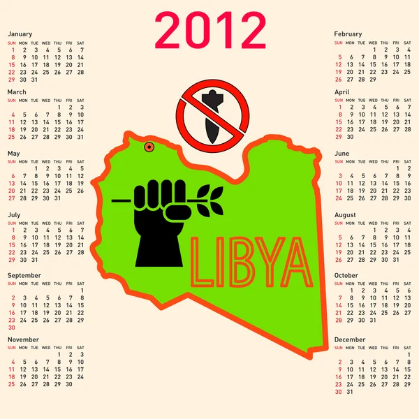 Calendario con estilo en Libia. para 2012 . — Vector de stock