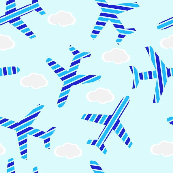 Flugzeuge fliegen am Himmel mit Wolken. — Stockvektor