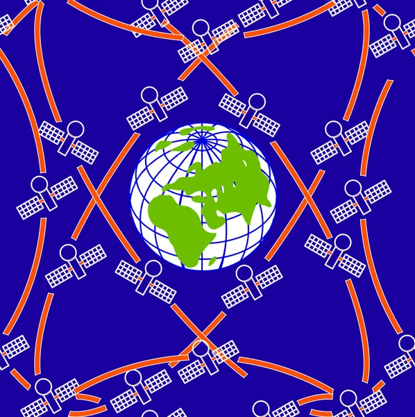 Satelliti spaziali in orbite eccentriche intorno alla Terra . — Vettoriale Stock