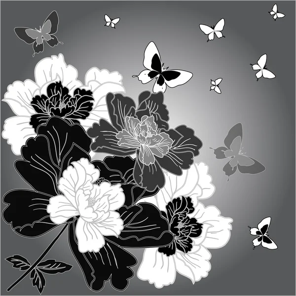 Fantasía mano flores dibujadas — Vector de stock