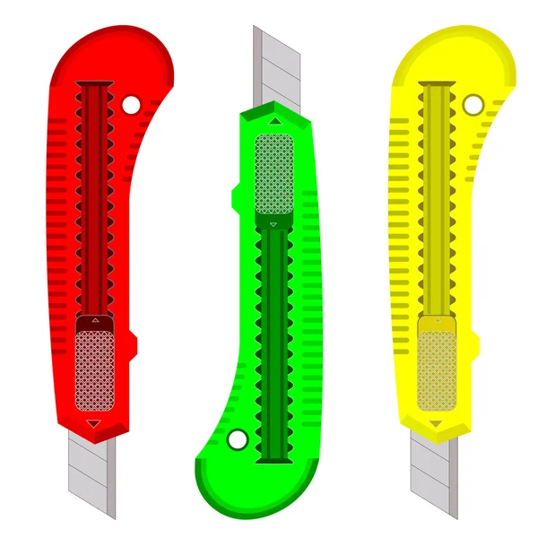 Plastic messen voor het papier op een witte achtergrond. — Stockvector