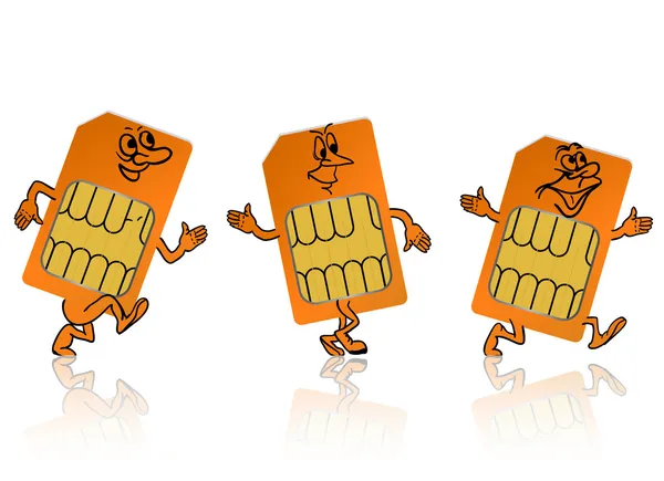 Sim card in the form of little people — Stock Vector